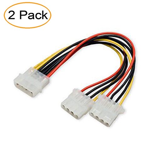 Product Cover 2 Pack Computer Molex 4 Pin Power Supply Y Splitter Cable - 2 Female to 1 Male Internal Power Extension Cable