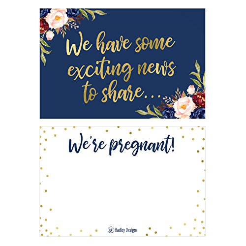 Product Cover 25 Navy Pregnancy Announcement Card Set were Expecting Baby Surprise Having Birth Reveal Only Best Friends Get Promoted to Auntie Aunt Uncle Grandpa Grandma Grandparent Sister Brother Family Dad Mom