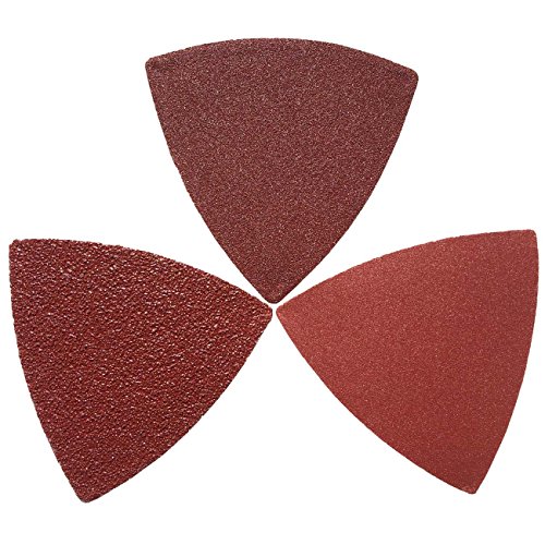 Product Cover XXGO 60 Pcs Assorted 60/120/240 Grits 3-1/8 Inch Triangular Hook & Loop Oscillating Tool Sandpaper for Sanding Wood Contains 20 of Each Fit 3-1/8 Inch Oscillating Multi Tool Sanding Pads XG8030
