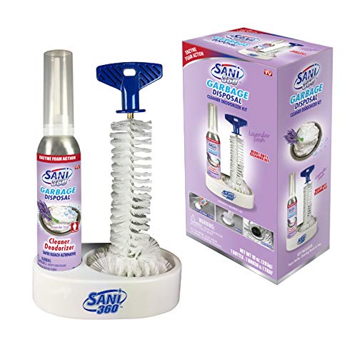 Product Cover SANI 360° Sani Sticks Garbage Disposal Cleaner Kit - Lavender Scent, 10oz Bottle of Foam with Cleaning Brush and Tray - 8 to 10 Uses