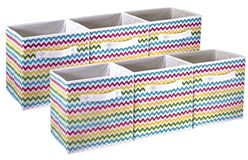 Product Cover Sorbus Foldable Storage Cube Basket Bin - Great for Nursery, Playroom, Closet, Home Organization (Chevron Multi-Color, 6 Pack)