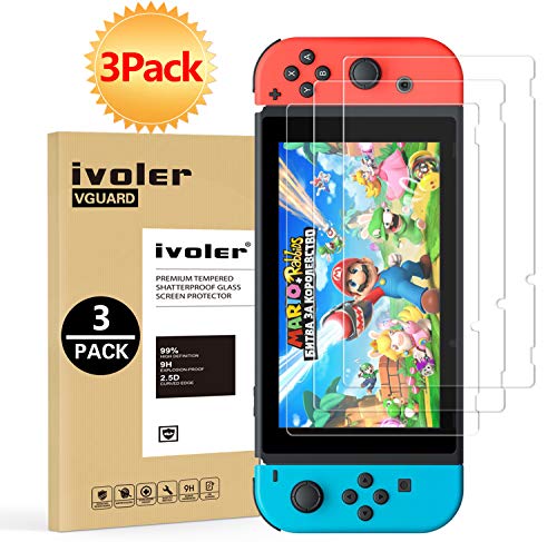 Product Cover [3 Pack] Screen Protector Tempered Glass for Nintendo Switch, iVoler Transparent HD Clear Anti-Scratch Screen Protector Compatible Nintendo Switch