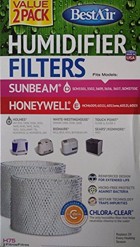 Product Cover BestAir H75-2 Pack, Holmes Replacement, Paper Wick Humidifier Filter, 7.9