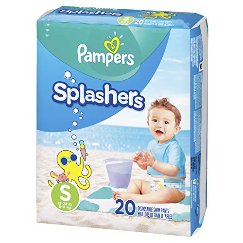 Product Cover Swim Diapers Size 3 (13-24 lb), 20 Count - Pampers Splashers Disposable Swim Pants, Small