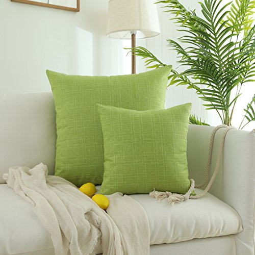 Product Cover Kevin Textile Decoration Linen Pillow Cover Throw Cushion Cover Pillow Cover Garden Style Pillow Cases for Bed/Sofa, 2 Packs, 26x26 Inch, Glow Green