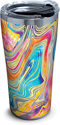 Product Cover Tervis 1287668 Tie Dye Swirl Stainless Steel Tumbler with Clear and Black Hammer Lid 20oz, Silver