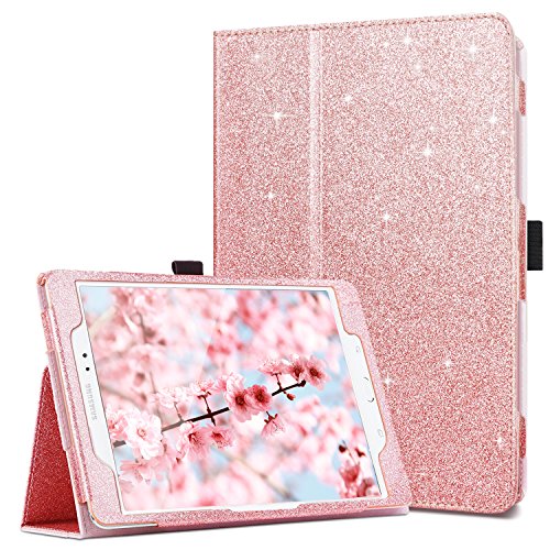 Product Cover Fingic Compatible with Galaxy Tab A 8.0(2015) Case Lightweight Sparkly Folio Folding Stand Cover with Holder&Auto Wake/Sleep Case for Galaxy Tab A 8.0 SM-T350 2015 Release(NOT Fit 2017 Tab A 8.0),Pink