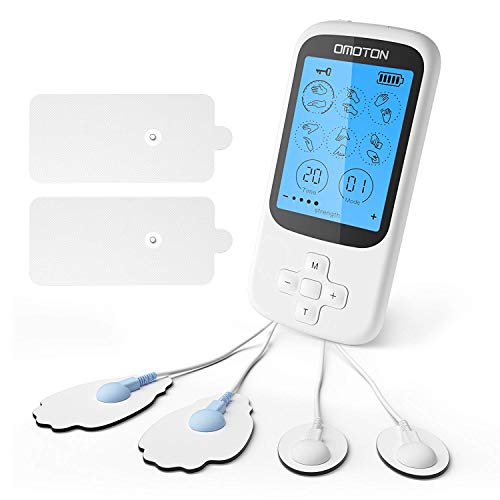 Product Cover TENS Unit Muscle Stimulator for Pain Relief, OMOTON Rechargeable Electronic Pulse Massager with 16 Modes,6 Pads and Dual Outputs
