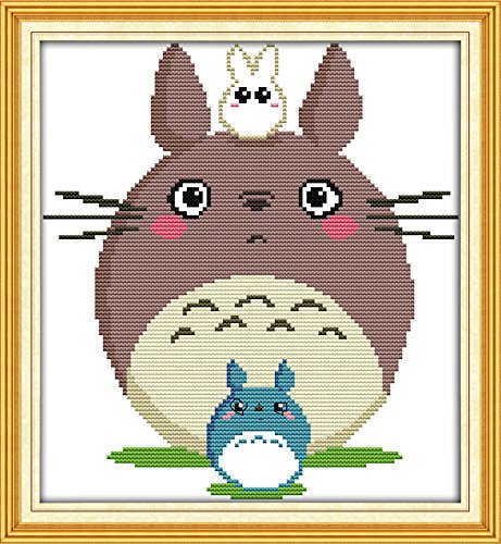 Product Cover Maydear Cross Stitch Kits Stamped Full Range of Embroidery Starter Kits for Beginners DIY 11CT 3 Strands - Totoro 13×14(inch)