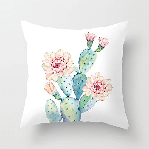 Product Cover Aremazing Cactus Pillow Covers Super Soft Summer Green Succulent Plant Prickly Pear Flower Decorative Throw Pillow Case Cushion Cover 18 x 18 inch Home Sofa Bedding Decor (Cactus Flower)