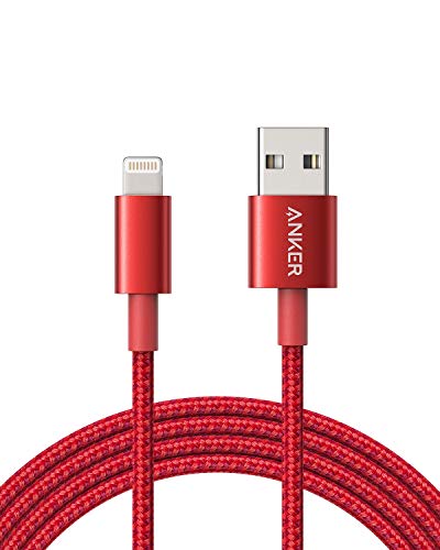 Product Cover Anker 6ft Premium Nylon Lightning Cable, Apple MFi Certified for iPhone Chargers, iPhone Xs/XS Max/XR/X / 8/8 Plus / 7/7 Plus / 6/6 Plus / 5s, iPad Pro Air 2, and More(Red)
