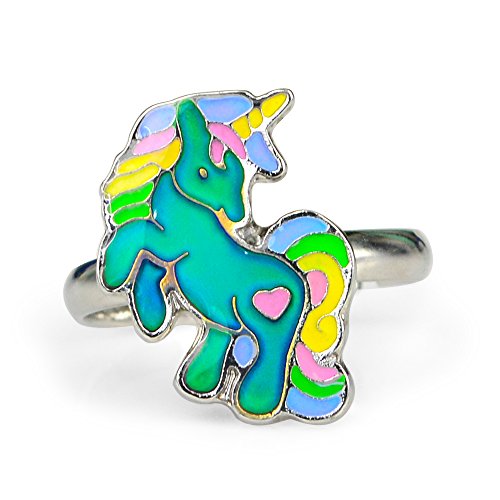 Product Cover Fun Jewels Cute Fairy Tale Unicorn Color Change Mood Ring for Girls Size Adjustable