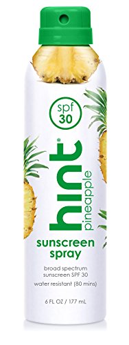 Product Cover Hint Sunscreen, SPF 30, 6 fl Oz, Oxybenzone Free, Paraben Free (Pineapple), Broad Spectrum SPF 30 Compressed Air Spray-On Sunscreen, Water Resistant, Pineapple Scented