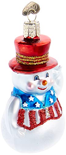 Product Cover Old World Christmas Assortment Glass Blown Ornaments for Christmas Tree, Patriotic Snowman