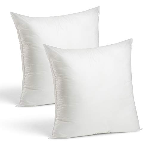 Product Cover Set of 2-24 x 24 Premium Hypoallergenic Stuffer Pillow Inserts Euro Sham Square Form Polyester, Standard/White - Made in USA