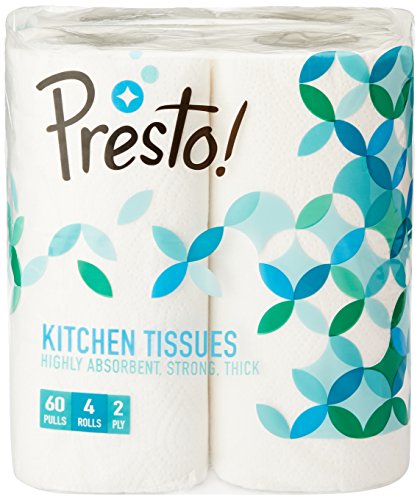Product Cover Amazon Brand - Presto! 2 Ply Kitchen Tissue/Towel Paper Roll - 60 Pulls (Pack of 4)