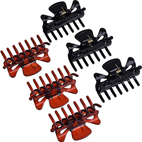 Product Cover 6 Pieces Plastic Hair Clips Claw Women Hair Claw Clamps Hairpin (Black and Brown)