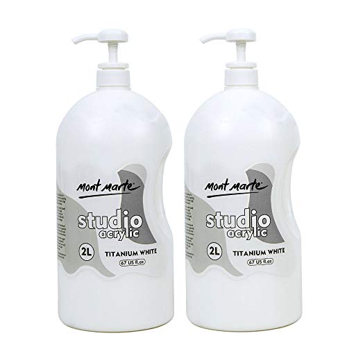 Product Cover Mont Marte Discovery School Acrylic, 2PACK, Titanium White, 2 Liter (1/2 Gallon) Ideal for Students and Artists. Excellent Coverage and Fast Drying.