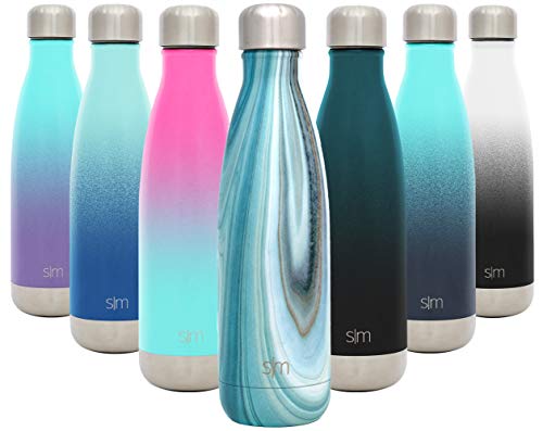 Product Cover Simple Modern 17 Ounce Wave Water Bottle - Stainless Steel Double Wall Vacuum Insulated Reusable Leakproof Pattern: Ocean Quartz