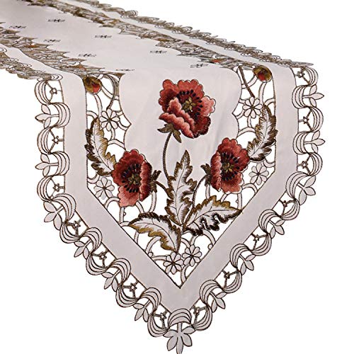 Product Cover Arzoe Vintage European Flower Lace Table Runner, Elegant Runners Cabinet Dining Room Table Decoration