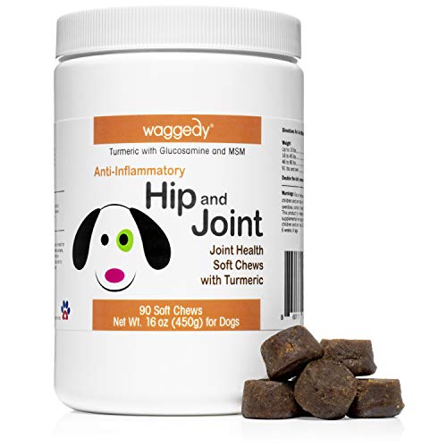Product Cover waggedy Advanced Hip, Joint and Cartilage Supplement for Dogs - All Natural Turmeric Curcumin Glucosamine MSM Soft Chews for Dogs/Anti-Inflammatory Anti-Oxidant Made in The US ...
