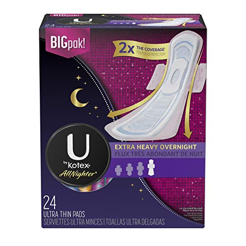 Product Cover U by Kotex AllNighter Ultra Thin Overnight Pads, 72 Count