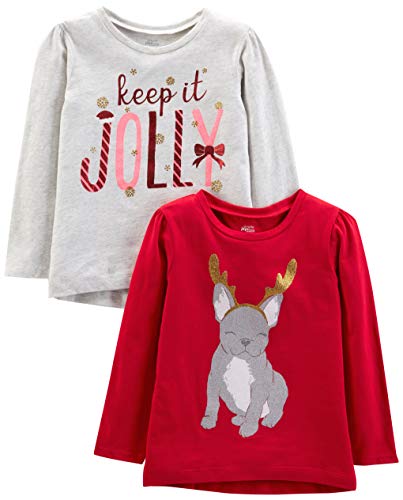 Product Cover Simple Joys by Carter's Toddler Girls' 2-Pack Christmas Long-Sleeve Tees