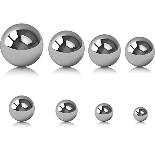 Product Cover SATINIOR 8 Pieces Coin Ring Making Balls Monkey Fist Balls Stainless Steel Balls, Assortment of 3/ 4 Inch, 5/ 8 Inch, 9/ 16 Inch, 1/ 2 Inch, 7/ 16 Inch, 3/ 8 Inch, 5/ 16 Inch and 1/ 4 Inch