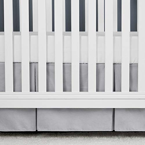 Product Cover TILLYOU Gray Pleated Crib Skirt, 100% Natural Cotton, Nursery Crib Bedding Skirt for Baby Boys and Girls, 14'' Drop Pale Gray