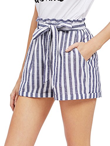 Product Cover SweatyRocks Women's Casual Elastic Waist Striped Summer Beach Shorts with Pockets