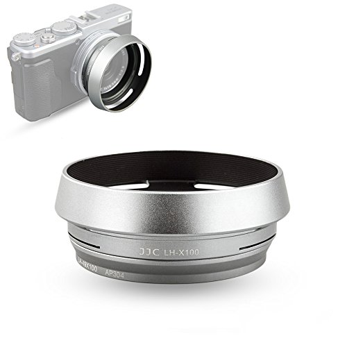 Product Cover Lens Hood Set JJC for Fuji Fujifilm X100F X100S X100T X100 X70 Replaces Fujifilm LH-X100 Lens Hood & Adapter Ring Aluminum alloy-Silver 1 pack