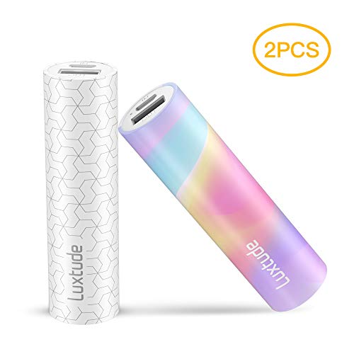 Product Cover Luxtude myColors 2 PCS 3350mAh Gift Portable Charger for iPhone, Samsung Galaxy, LG, Pixel and Other Android Phone, Stylish Mini Power Bank, Lipstick Compact External Battery Pack
