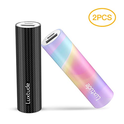 Product Cover Luxtude myColors 2 PCS 3350mAh Gift Portable Charger for iPhone, Samsung Galaxy, LG, Pixel and Other Android Phone, Stylish Mini Power Bank, Lipstick Compact External Battery Pack