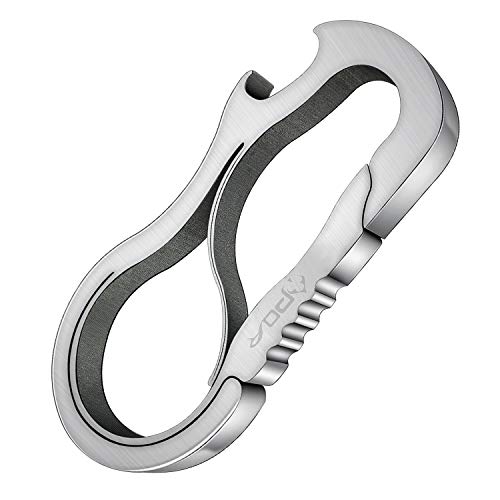 Product Cover Apor Full Stainless Steel Anti-Lost Carabiner Key Chain Mutil Tools with Bottle Opener for Home (Silver)