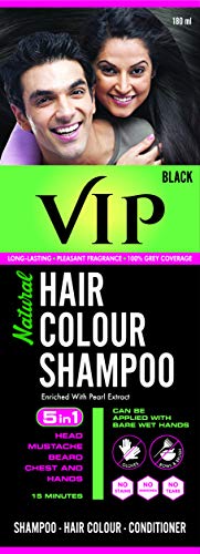 Product Cover VCARE VIP NATURAL HAIR COLOUR SHAMPOO BLACK - 3 IN 1 SHAMPOO HAIR COLOUR CONDITIONER - 180ml