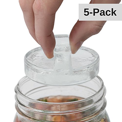 Product Cover Vital Traditions Handle-Weights Glass Fermentation Weights Handles Wide Mouth Mason Jars, Small Batch Sauerkraut, Pickles Other Fermented Foods (5 Pack)