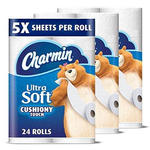 Product Cover Charmin Ultra Soft Cushiony Touch Toilet Paper, 24 Family Mega Rolls = 123 Regular Rolls