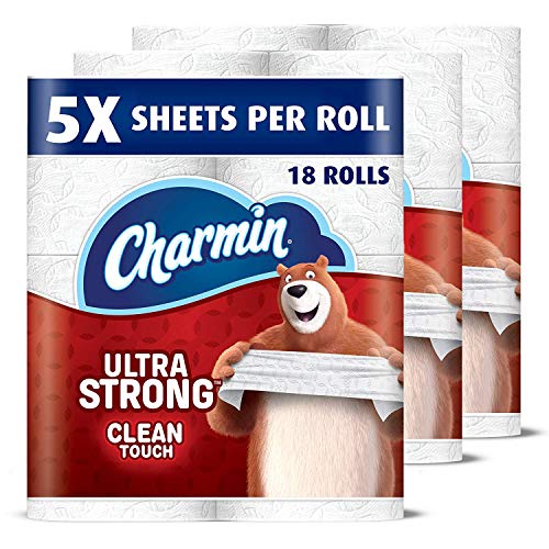 Product Cover Charmin Ultra Strong Clean Touch Toilet Paper, 18 Family Mega Rolls = 90 Regular Rolls (Packaging May Vary)