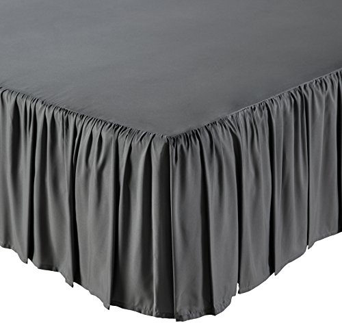 Product Cover AmazonBasics Ruffled Bed Skirt, 16 Inch Skirt Length, Queen, Dark Grey