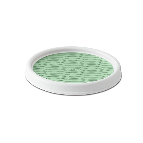 Product Cover Copco 5224643 Non-Skid Pantry Cabinet Lazy Susan Turntable, 9-Inch, White/Green