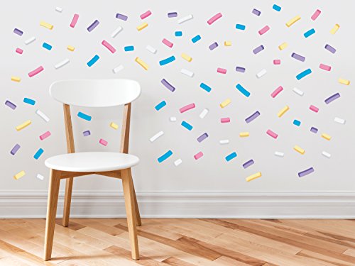 Product Cover Sunny Decals Removable, Reusable and Repositionable Sprinkles Fabric Wall Decal 110 Piece Set (Multicolor) - Mini Confetti Style Wall Stickers for Kids Rooms
