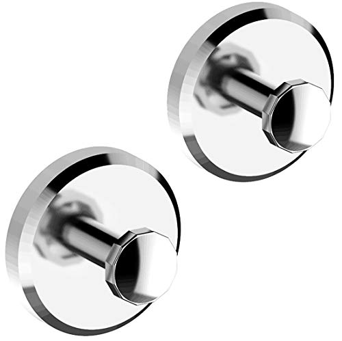 Product Cover HOME SO Bathroom Hook with Suction Cup Holder, Diamond Collection - Removable Shower & Kitchen Hooks Hanger for Towel, Bath Robe, Coat, Loofah (Chrome 2-Pack)