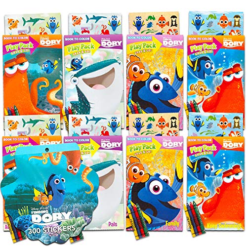 Product Cover Finding Dory Party Favors Set -- 8 Play Packs Filled with Coloring Books, Crayons and Stickers, 4 Assorted Titles (Finding Nemo Party Supplies)