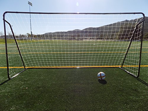 Product Cover Vallerta 12 x 6 Ft. Black Powder Coated Galvanized Steel Soccer Goal w/Net. 12x6 Foot AYSO Regulation Size Portable Training Aid. Ultimate Backyard Goal, All Weather, One Year Warranty. New