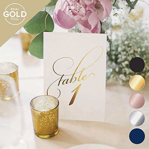 Product Cover Bliss Collections Gold Wedding Table Numbers, Double Sided 4x6 Calligraphy Design, Numbers 1-25 and Head Table Card Included