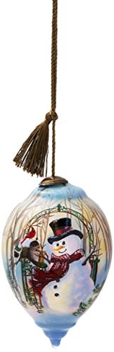 Product Cover Ne'Qwa Art Hand Painted Blown Glass Christmas Greetings Snowman Ornament