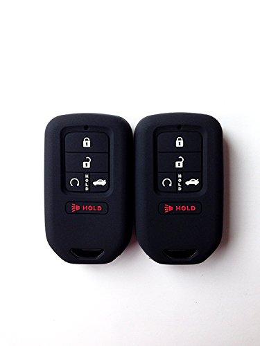 Product Cover Autobase Silicone Key Fob Cover for 2019 2018 2017 2016 2015 Honda Accord Civic CR-V CRV Pilot Passport Insight EX EX-L Touring | Car Accessory | Key Protection Case 2 Pcs (Black)