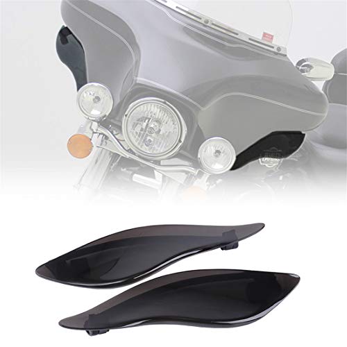 Product Cover KIWI MASTER New 2 Pcs Adjustable Air Deflectors Side Wings Windshield Fairing Side Cover Shield Compatible for 2014-2019 Harley Davidson Touring Electra/Street/Tri Glide CVO,Dark Smoke Finish