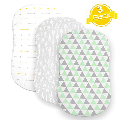 Product Cover BaeBae Goods Bassinet Sheet Set | Cradle Fitted Sheets for Bassinet Mattress/Pads | Super Soft Jersey Knit Cotton | 3 Pack | 150 GSM | Arrows Collection