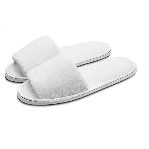 Product Cover echoapple 5 Pairs Deluxe Open Toe White Slippers Spa, Party Guest, Hotel Travel
